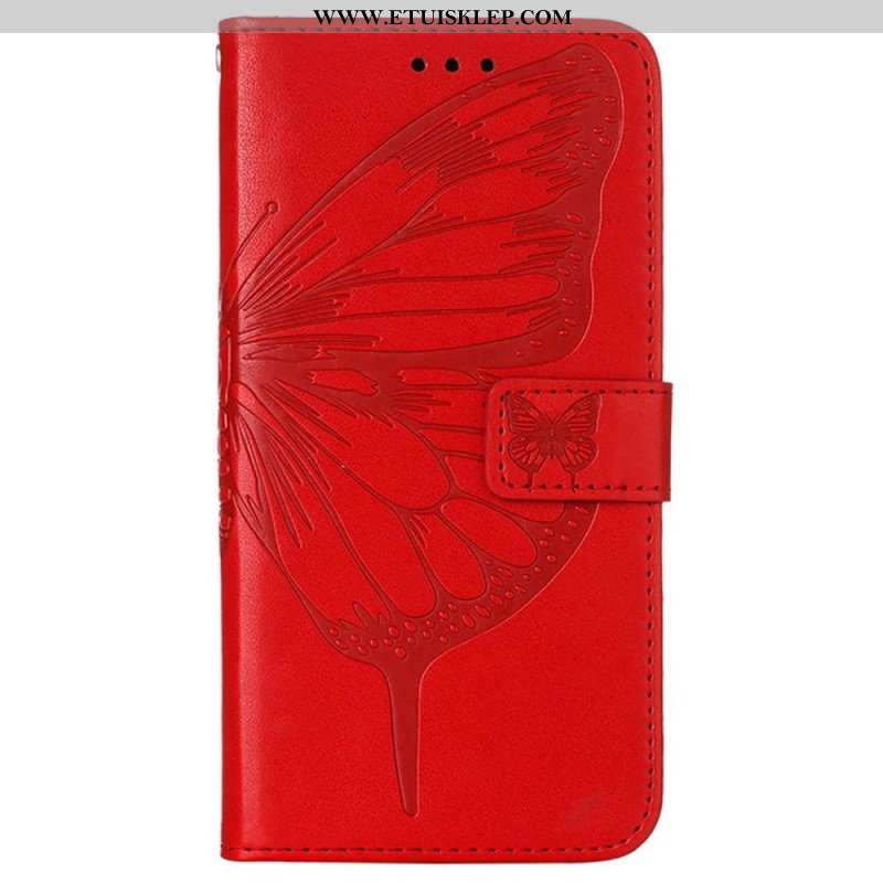 Etui Folio do Oppo Reno 8 Pro z Łańcuch Barokowy Motyl Z Paskami